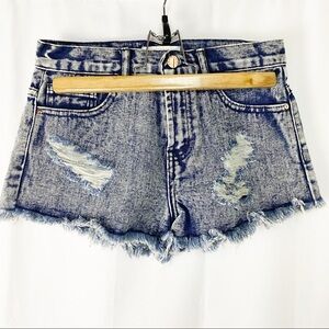 Forever 21 Acid Wash Denim Distressed Jean Shorts
